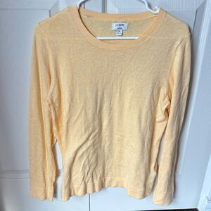J. Crew Soft Butter Yellow crew neck lightweight Knit Sweater Women’s Medium EUC